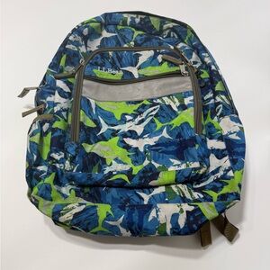 L.L. Bean Camo Blue and Green Backpack